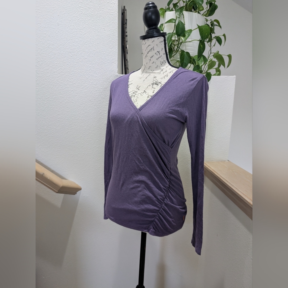 LUCY Activewear Ruched Faux Wrap Top - Purple, XS